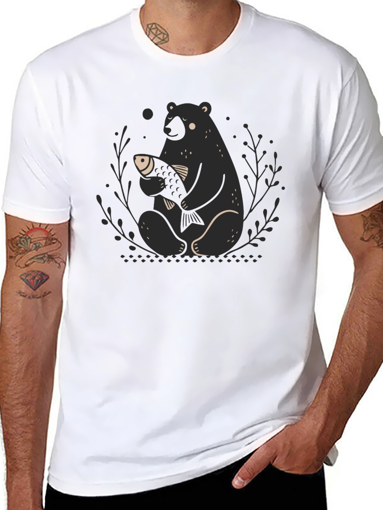 Bear Hugs Fish Graphic Tee - Soft Cotton Blend