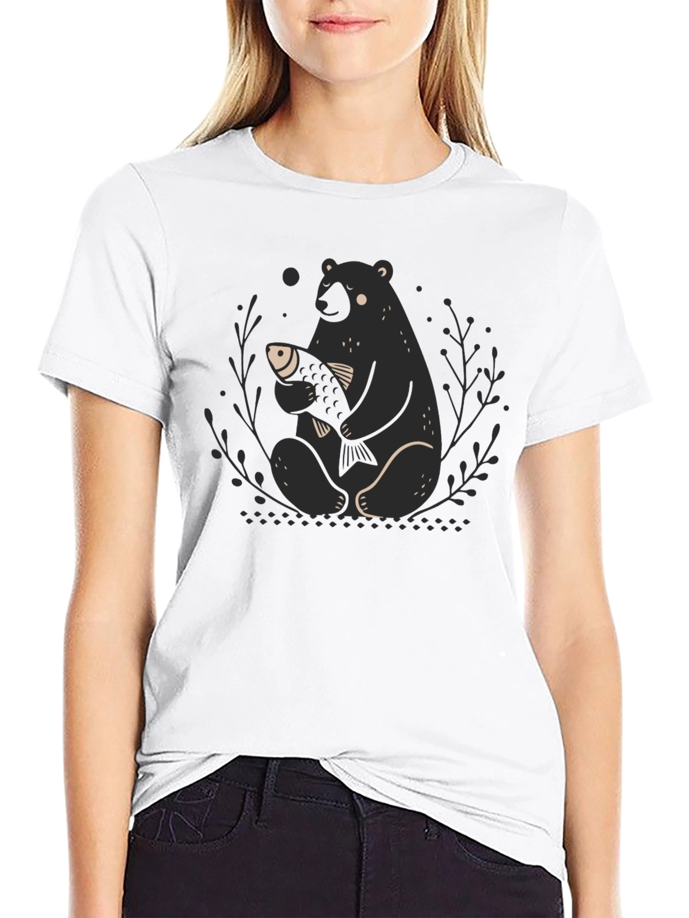 Bear Hugs Fish Graphic Tee - Soft Cotton Blend