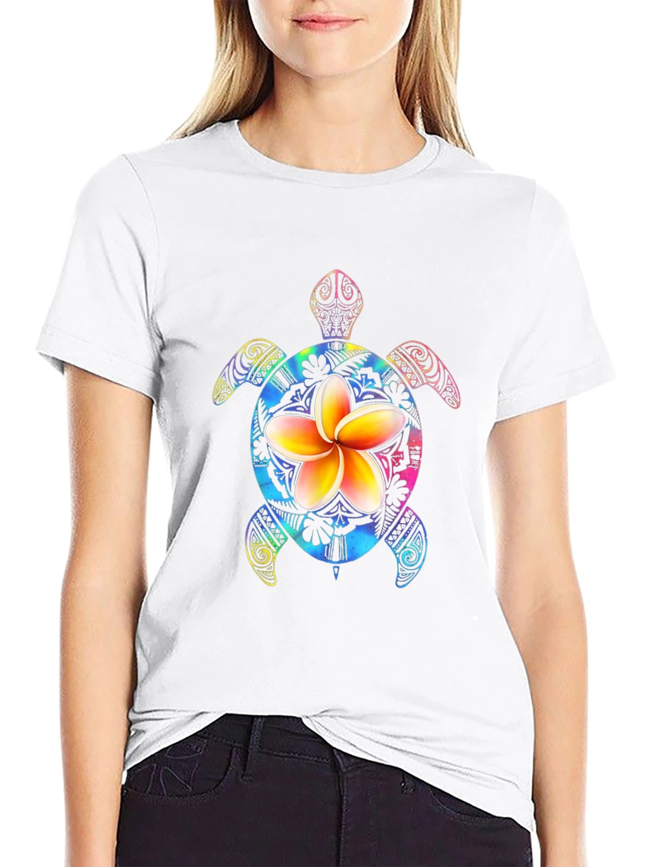 Turtle Flower Graphic Tee - Mens Black T-Shirt