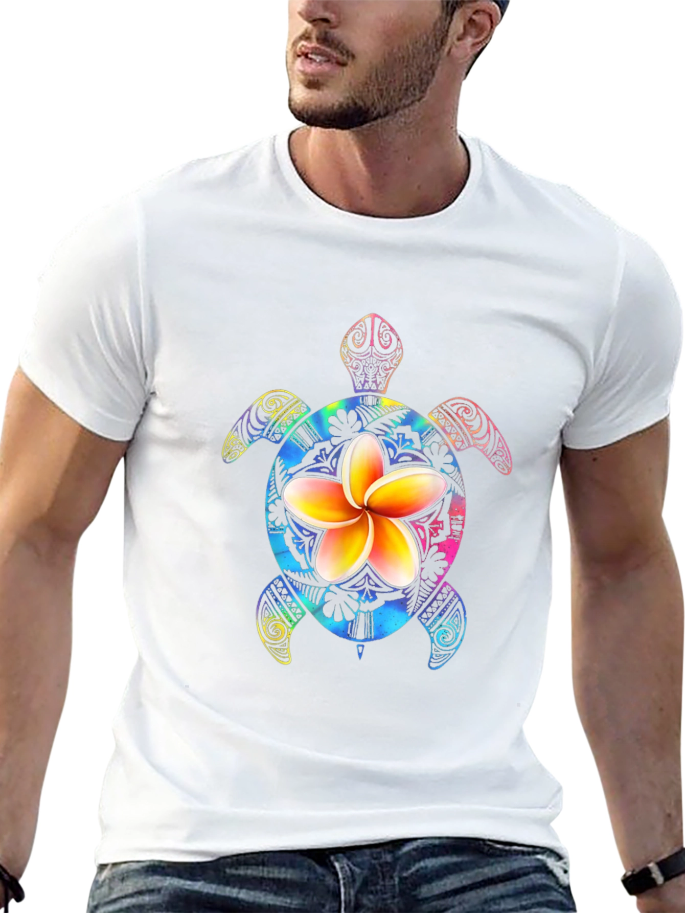 Turtle Flower Graphic Tee - Mens Black T-Shirt
