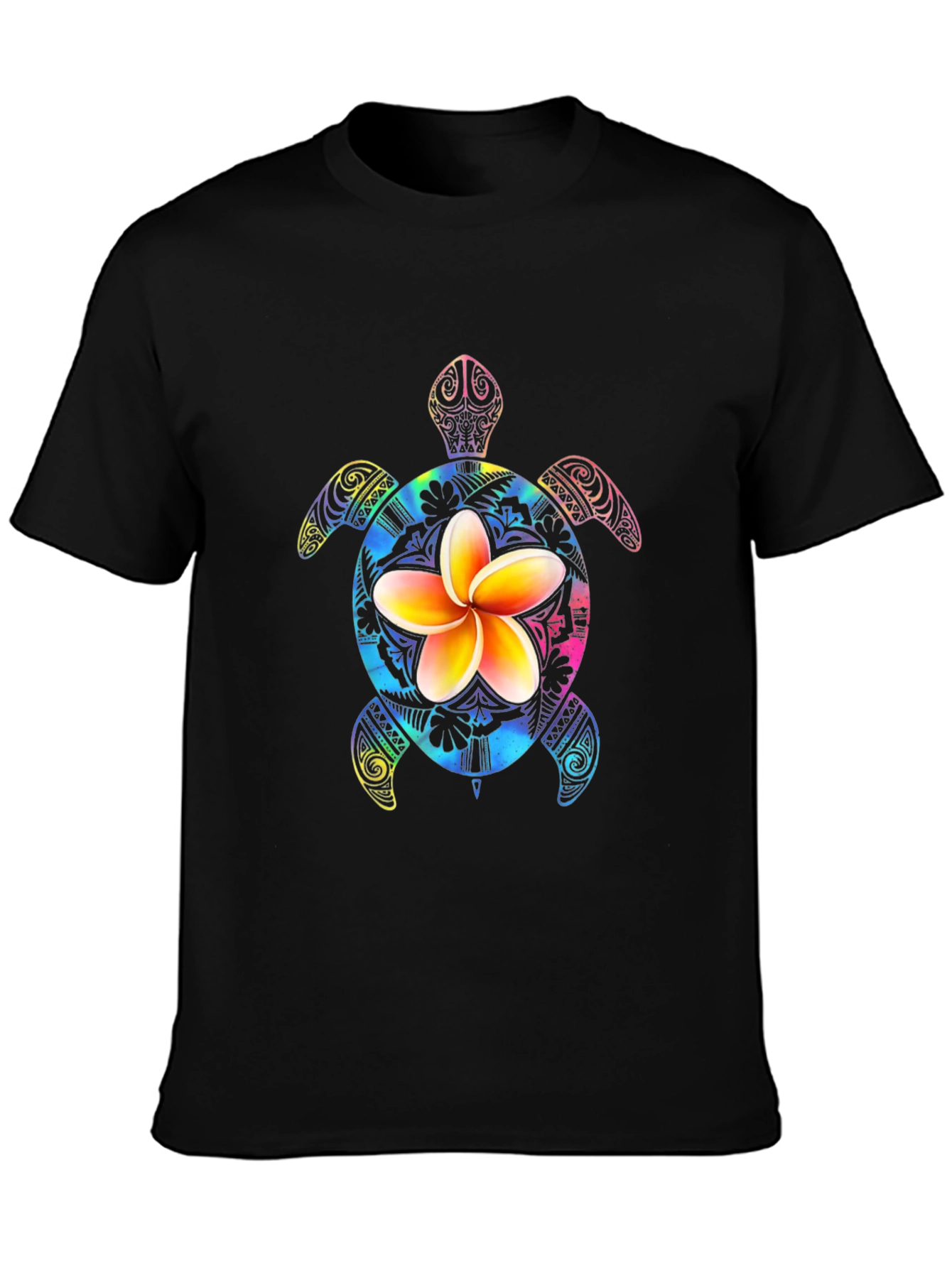 Turtle Flower Graphic Tee - Mens Black T-Shirt