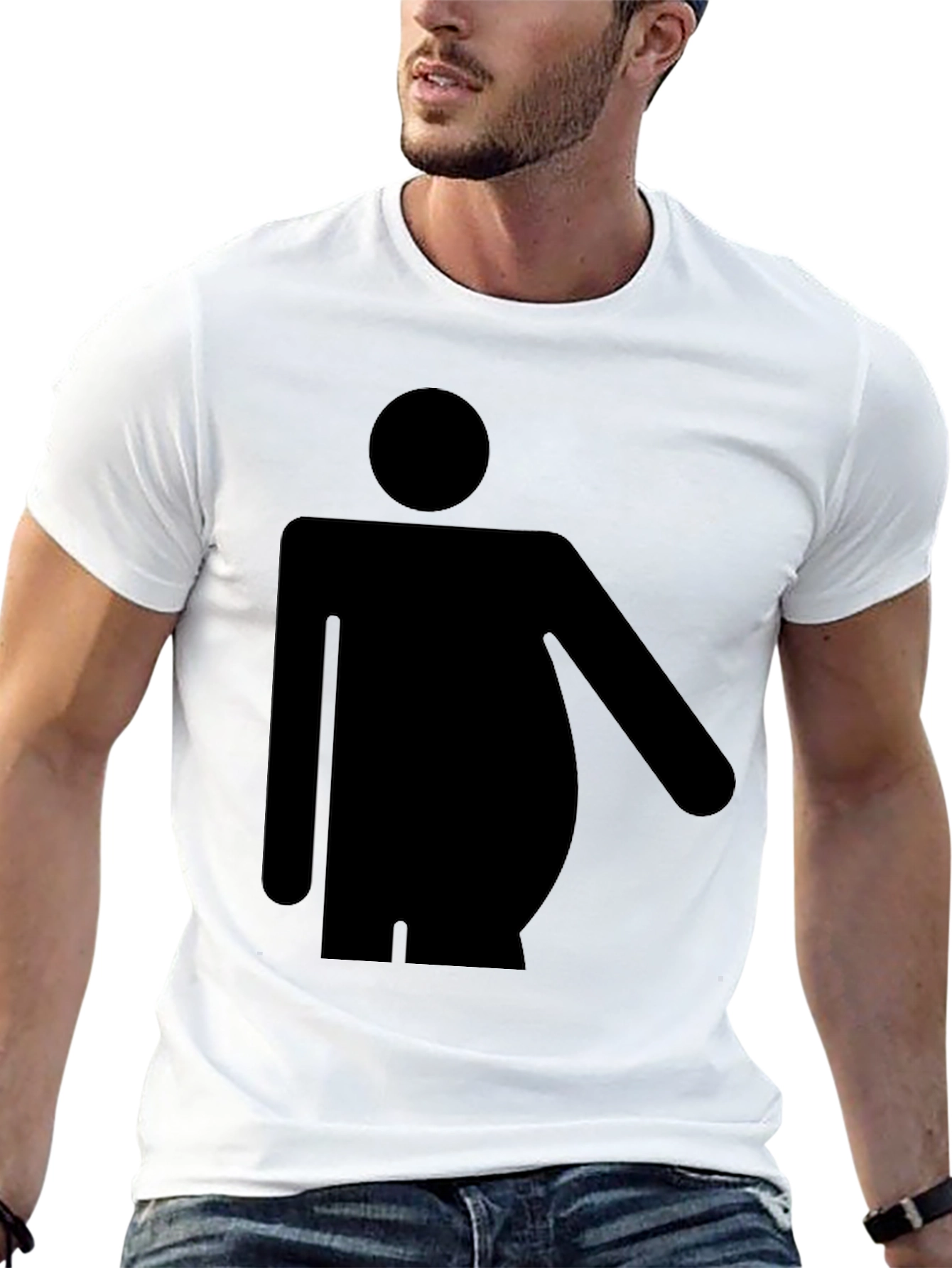 Funny Chubby Man Symbol Black T-Shirt