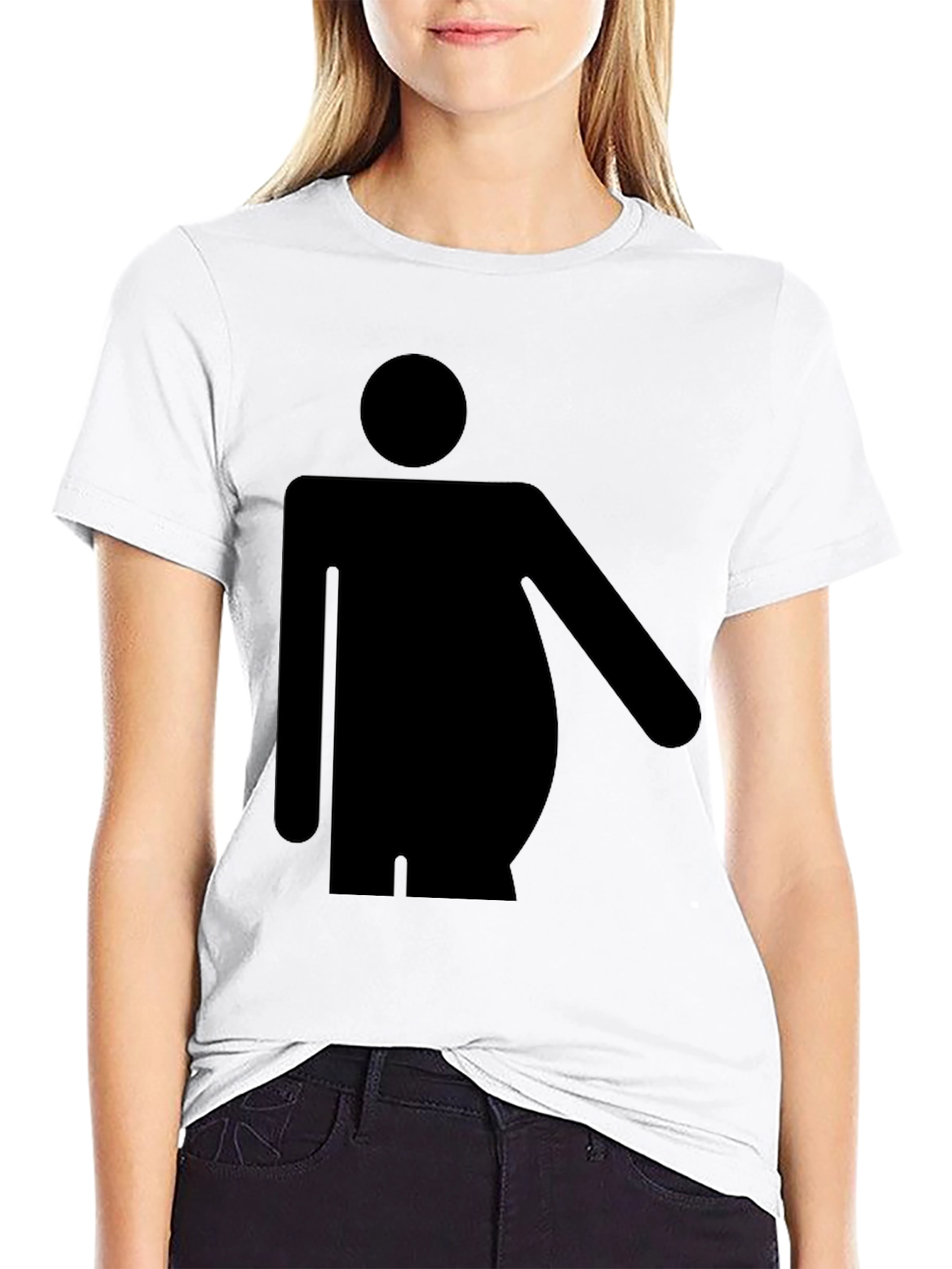 Funny Chubby Man Symbol Black T-Shirt