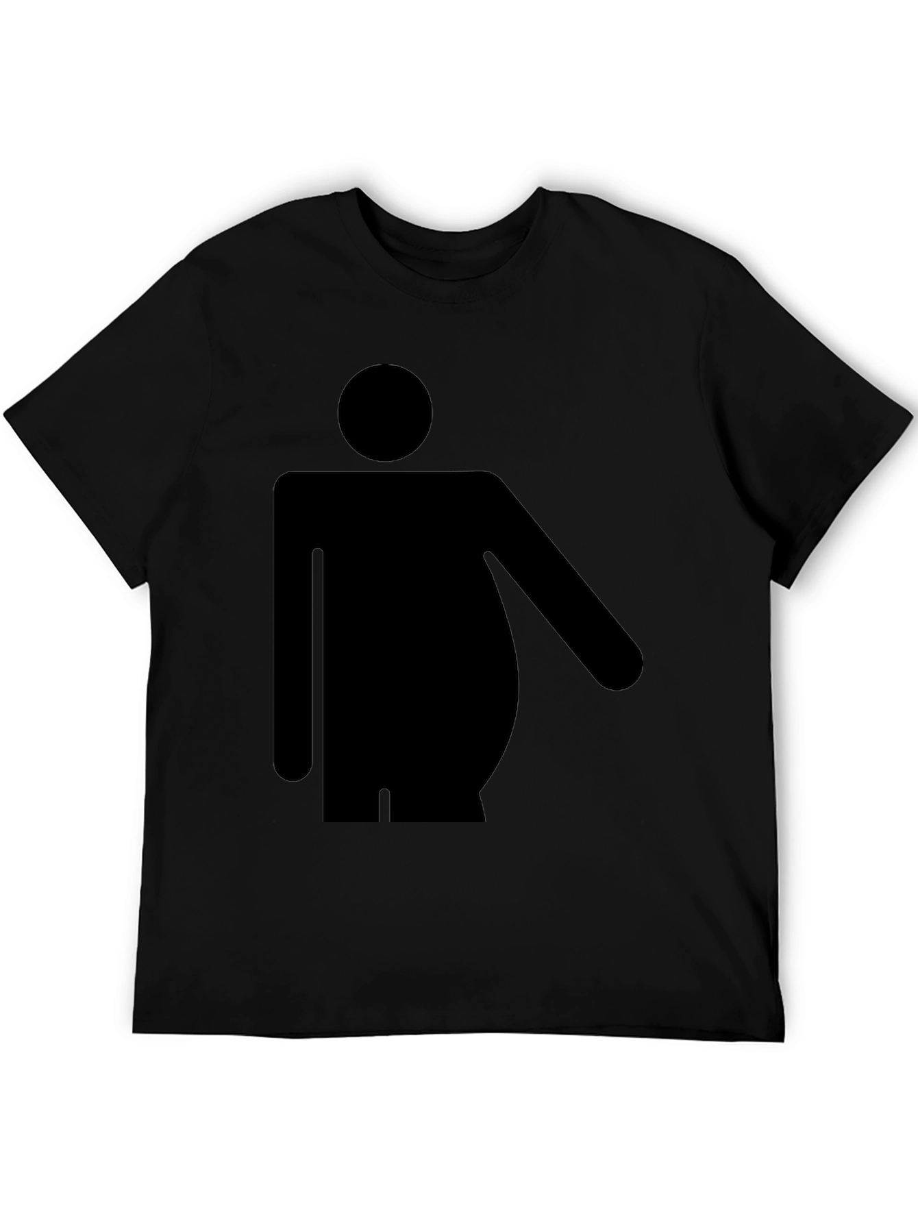 Funny Chubby Man Symbol Black T-Shirt