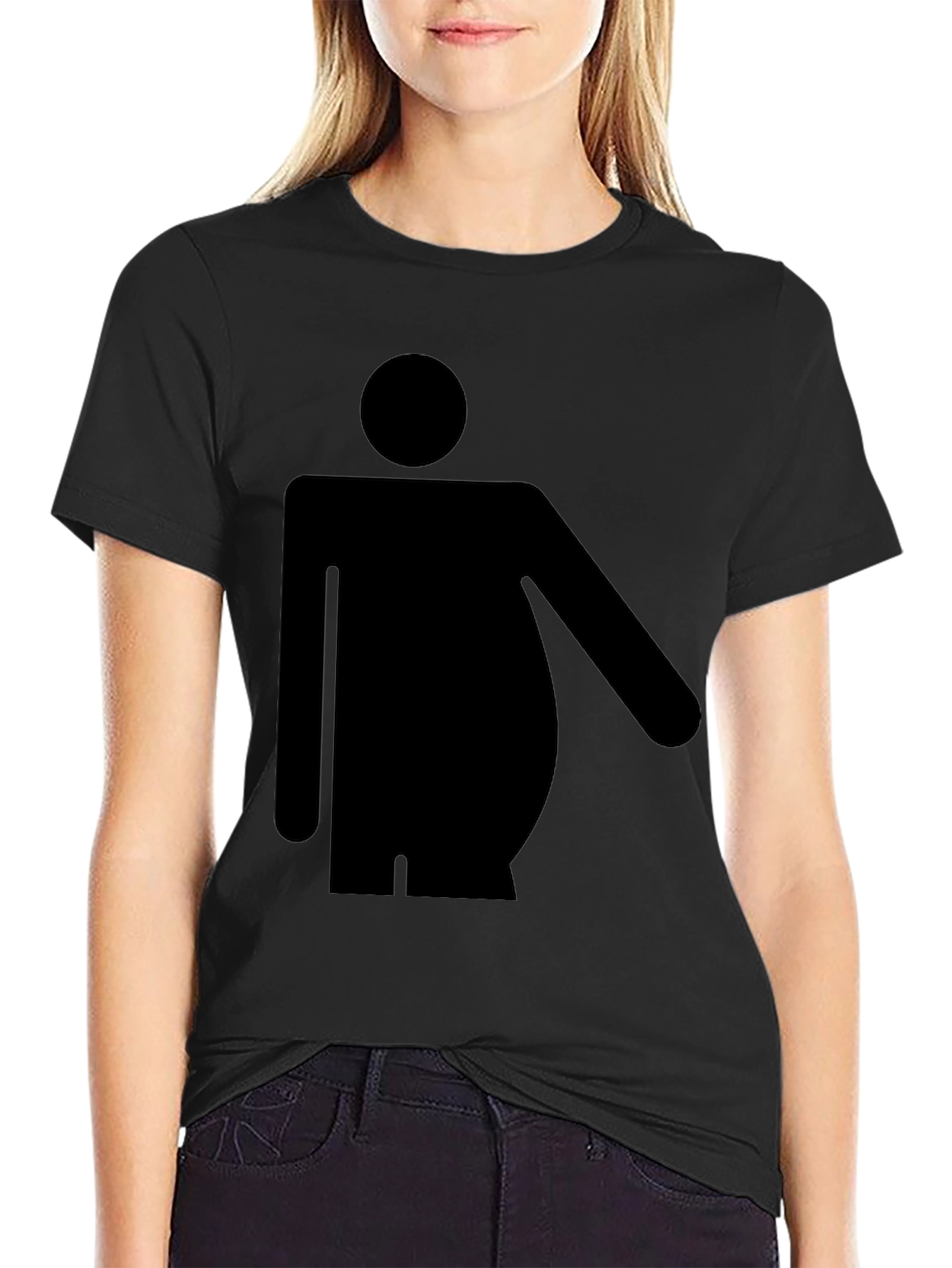 Funny Chubby Man Symbol Black T-Shirt