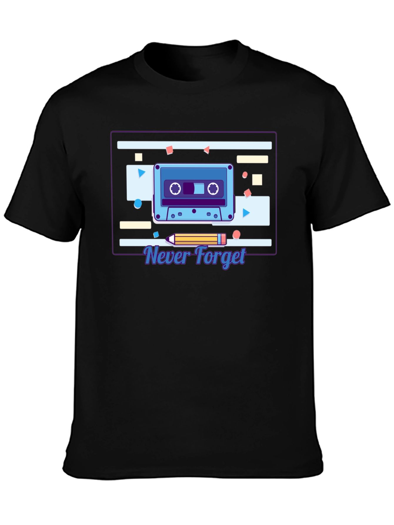 Retro Cassette Tape Graphic T-Shirt - Never Forget