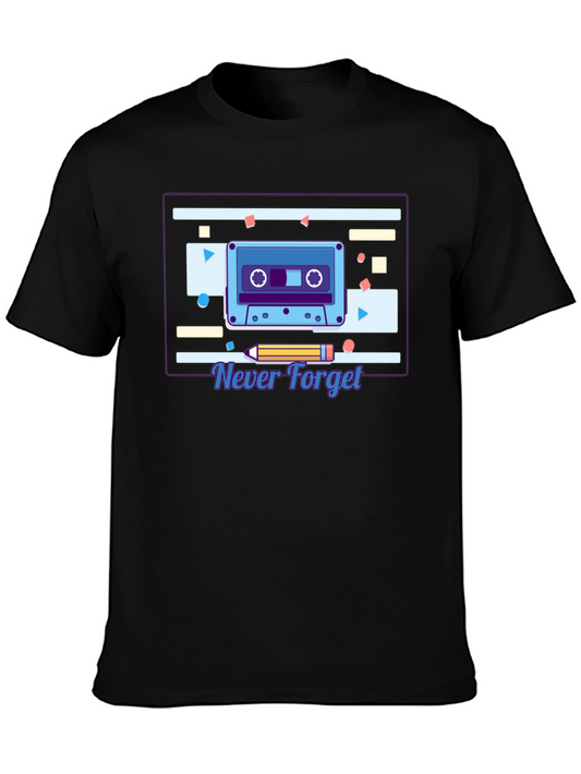 Retro Cassette Tape Graphic T-Shirt - Never Forget