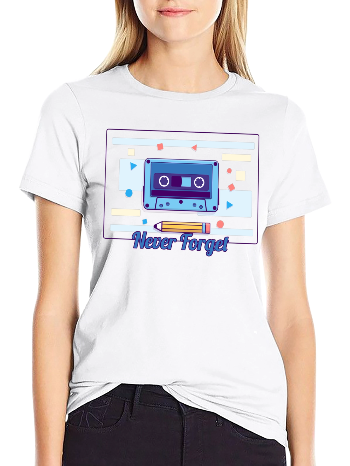 Retro Cassette Tape Graphic T-Shirt - Never Forget