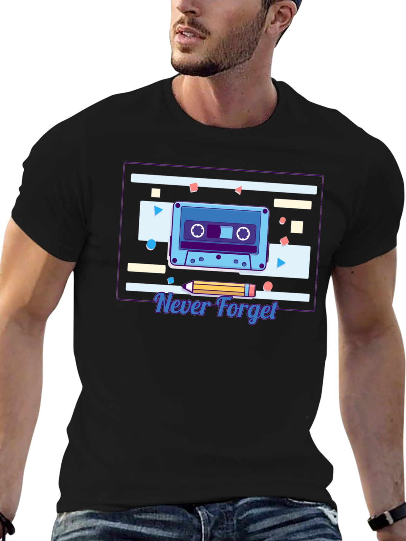 Retro Cassette Tape Graphic T-Shirt - Never Forget