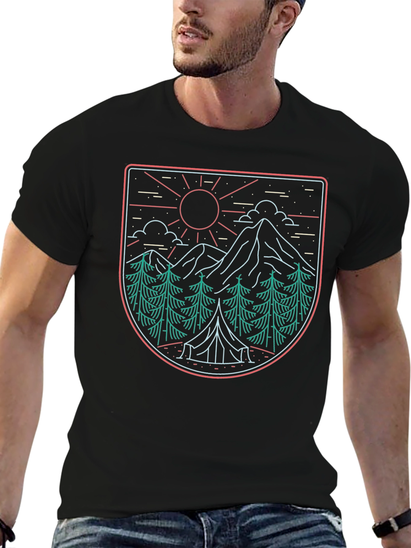 Nature Graphic Tee - Camping Adventure Design