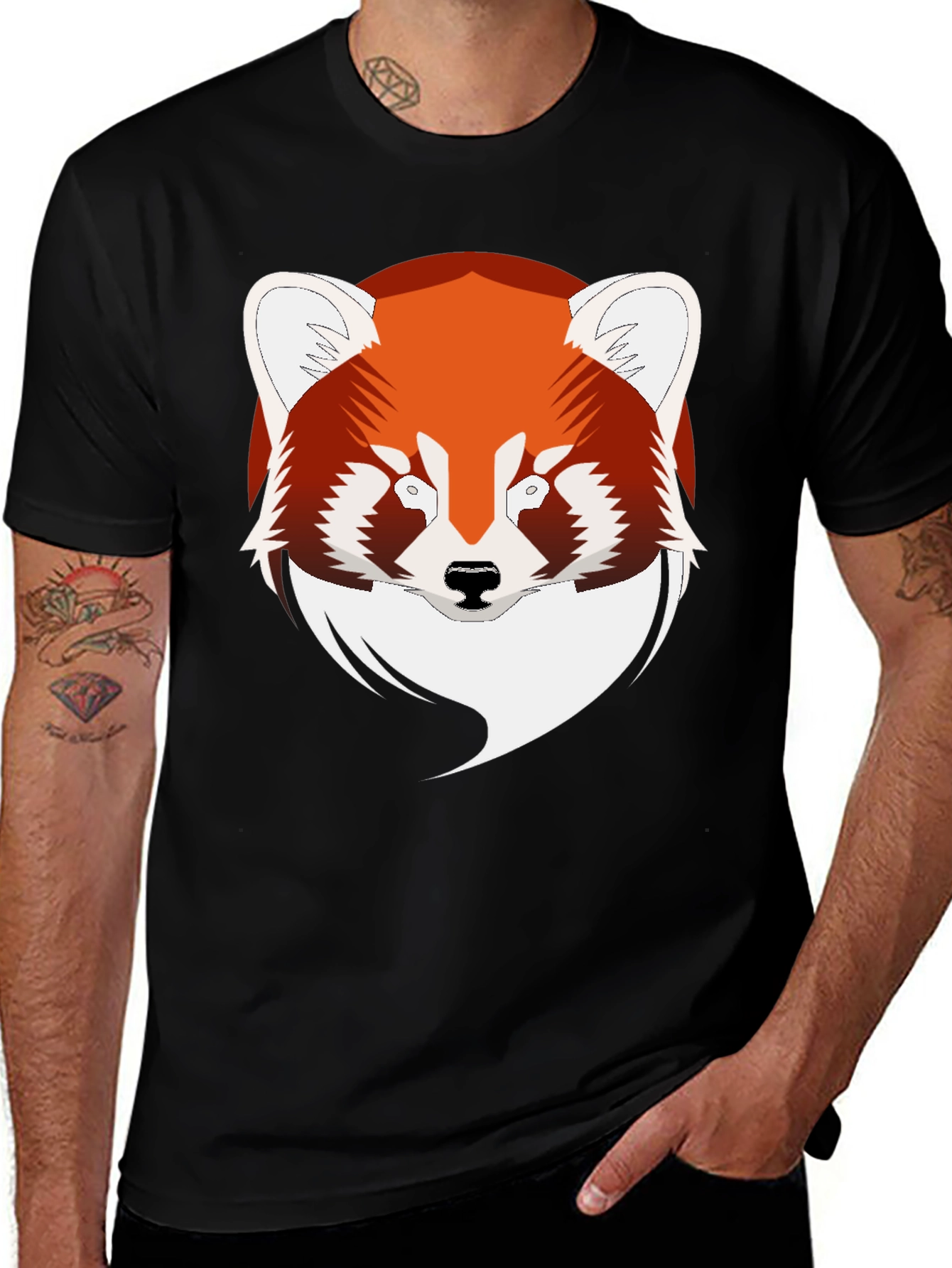 Red Panda Graphic Black T-Shirt