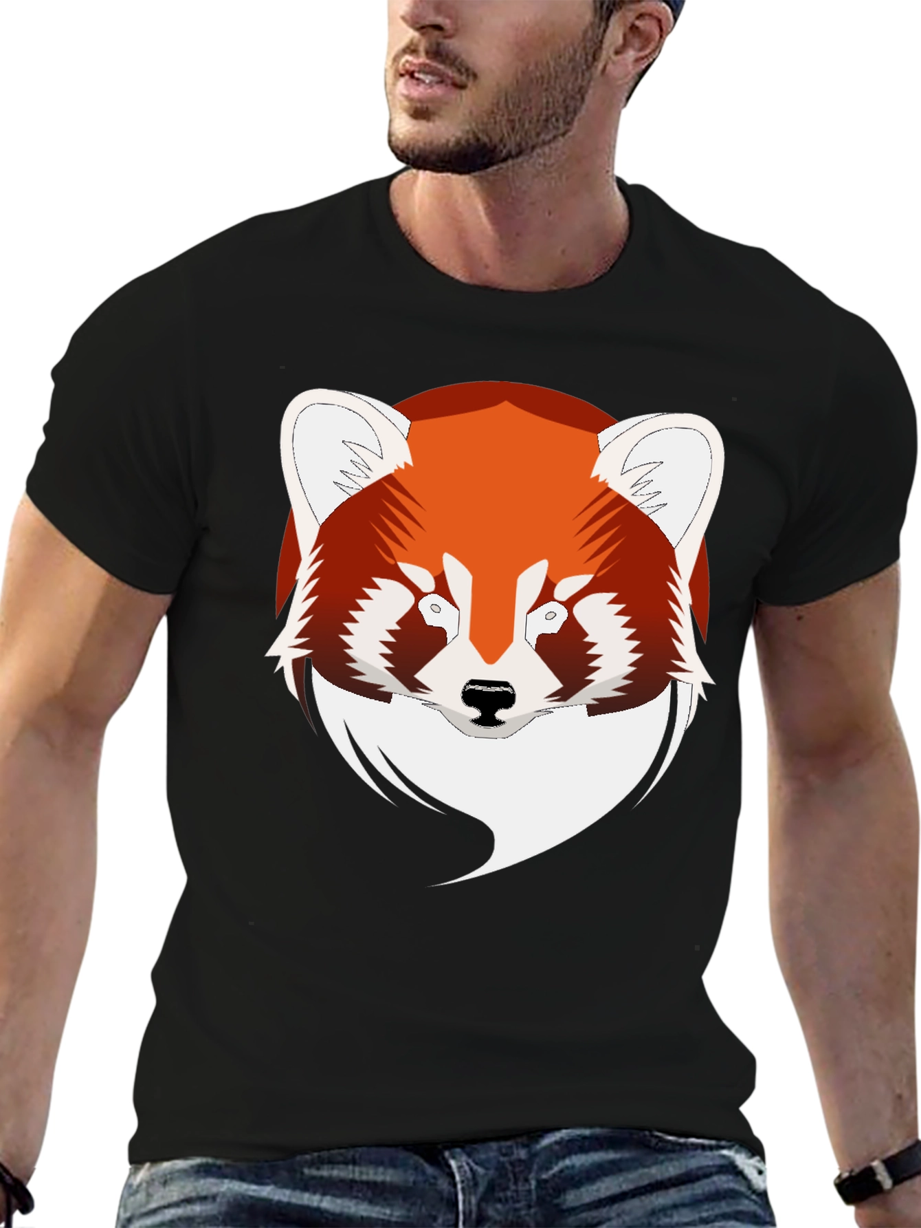 Red Panda Graphic Black T-Shirt