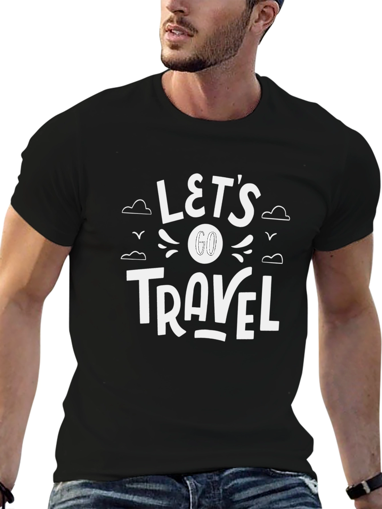 Lets Go Travel Graphic T-Shirt - Black