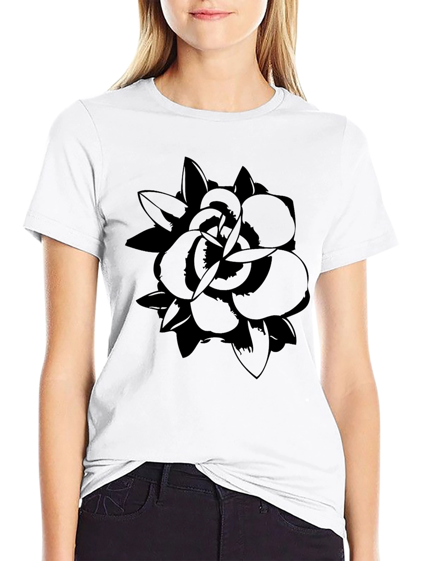 Black Floral Graphic Tee - Modern Style
