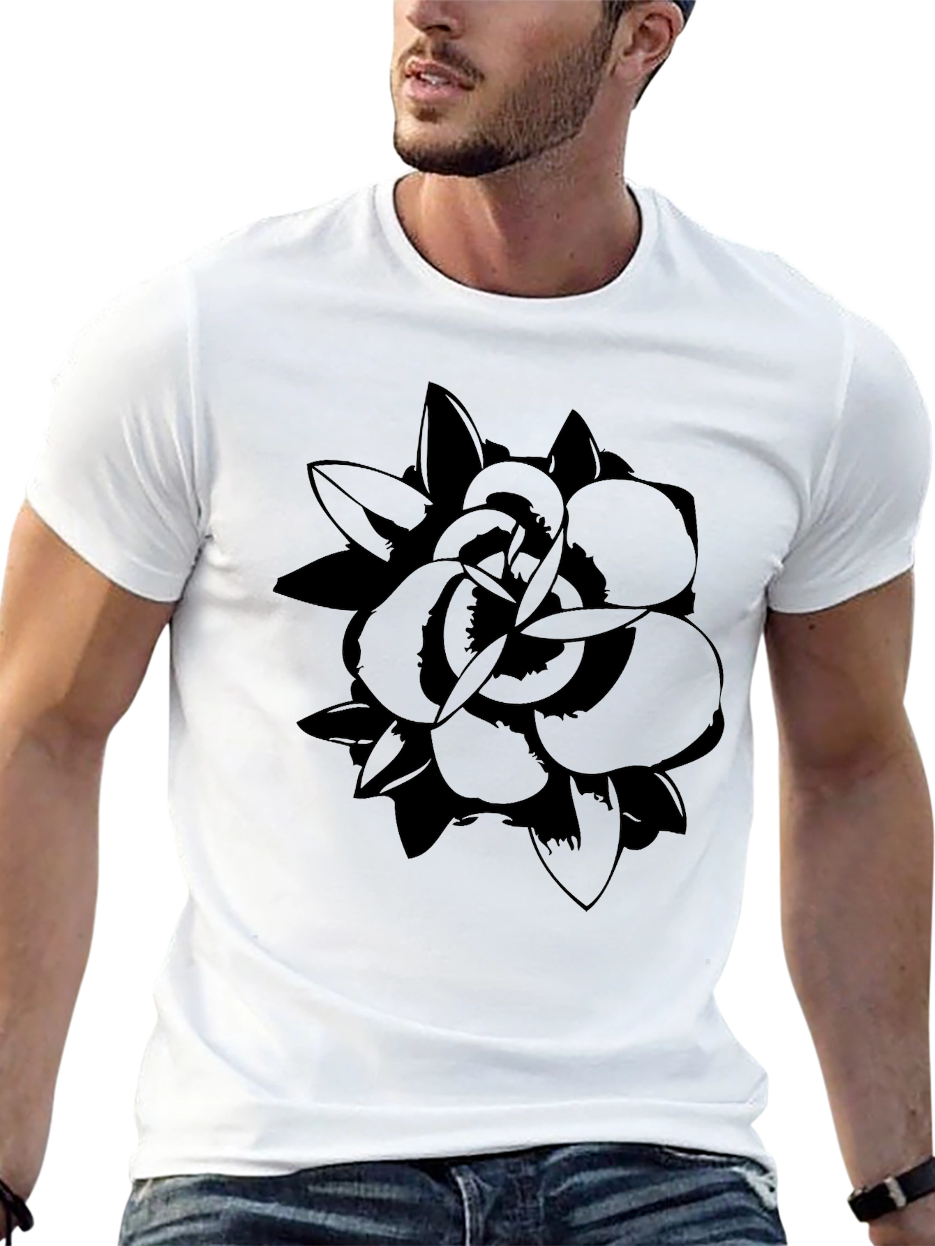 Black Floral Graphic Tee - Modern Style