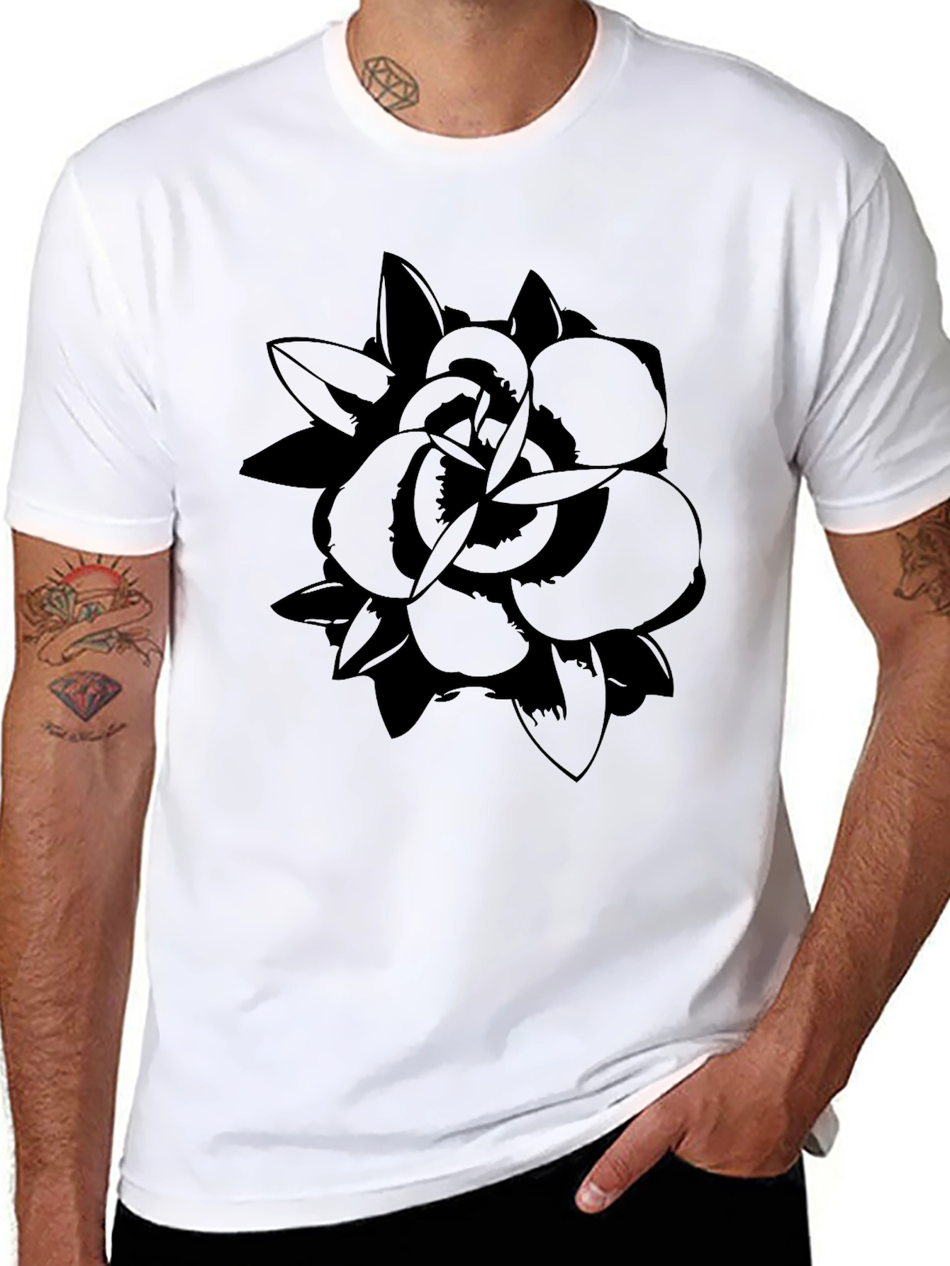 Black Floral Graphic Tee - Modern Style