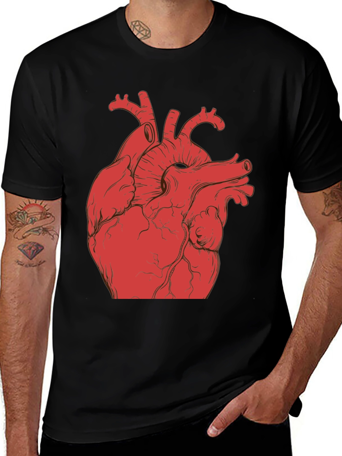 Anatomical Heart Graphic T-Shirt - Black