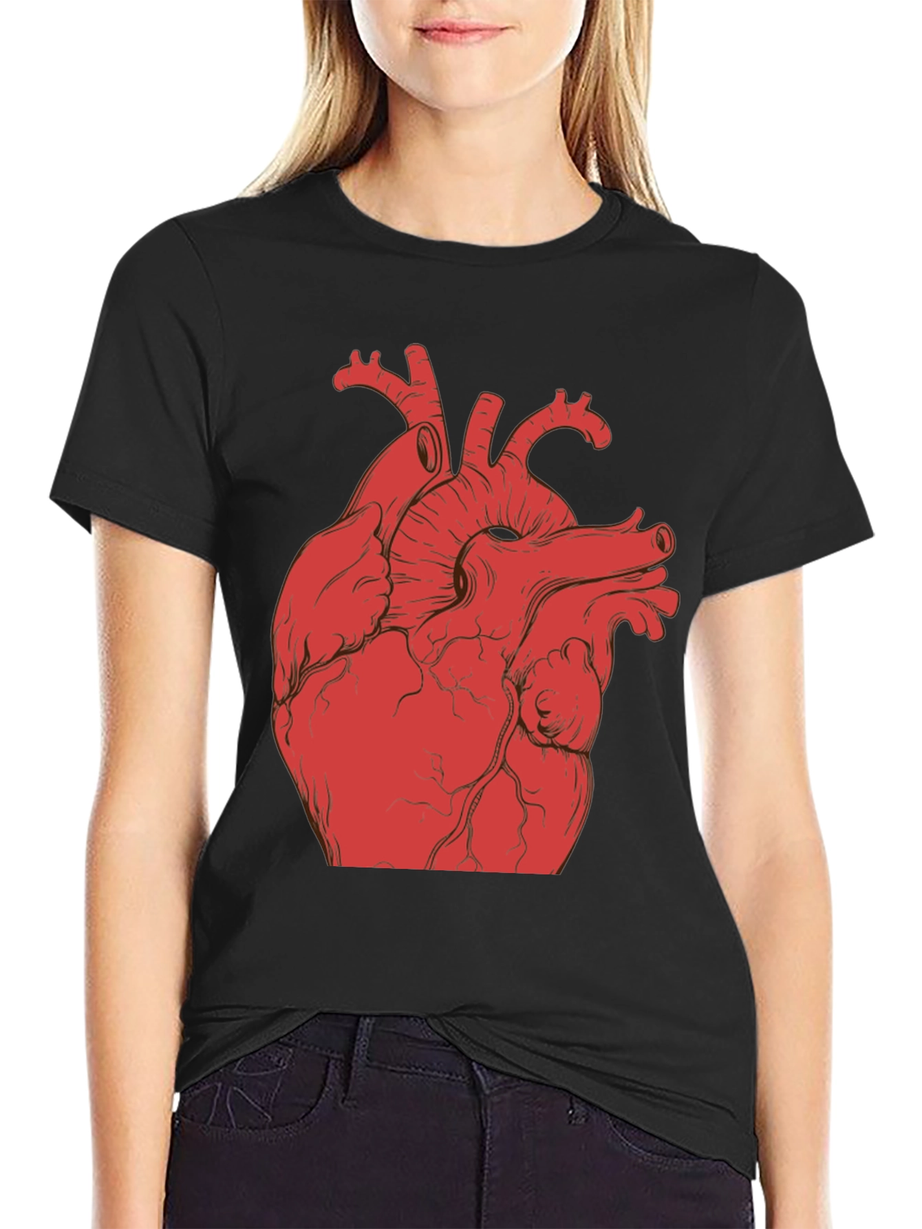 Anatomical Heart Graphic T-Shirt - Black