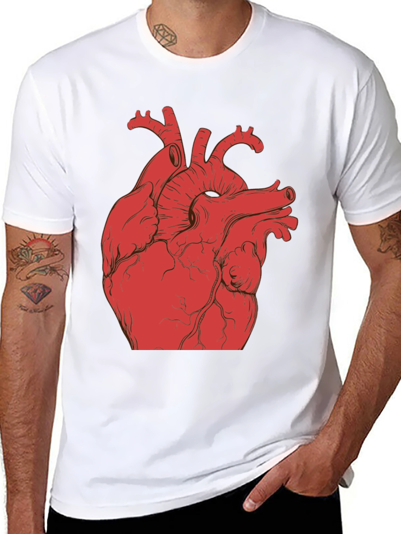 Anatomical Heart Graphic T-Shirt - Black