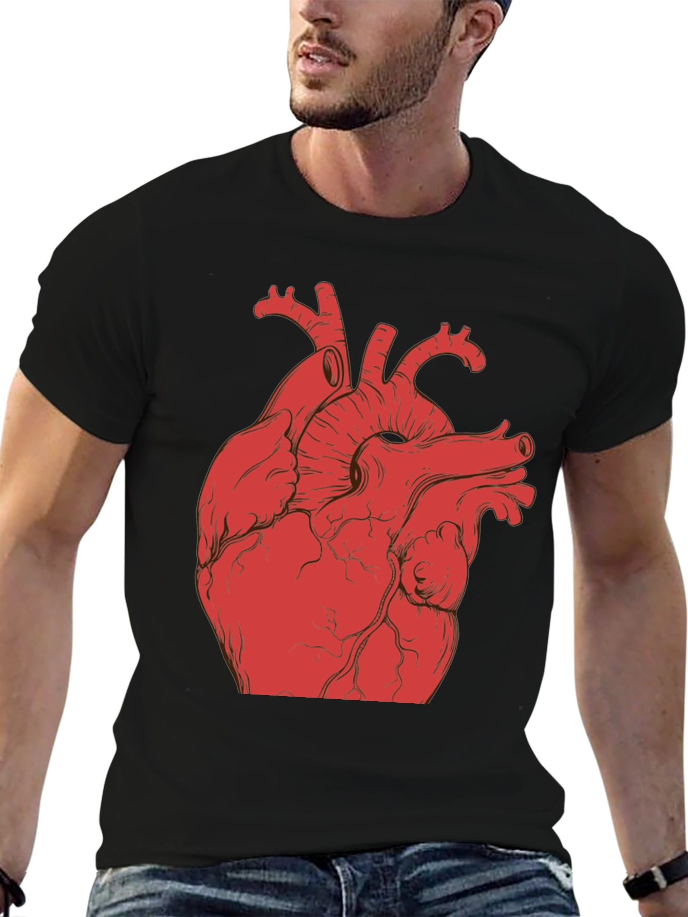 Anatomical Heart Graphic T-Shirt - Black