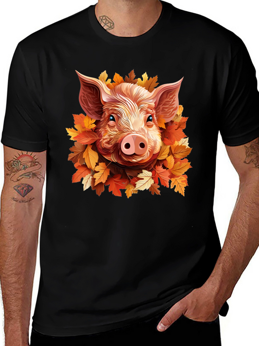 Pig in Autumn Leaves T-Shirt