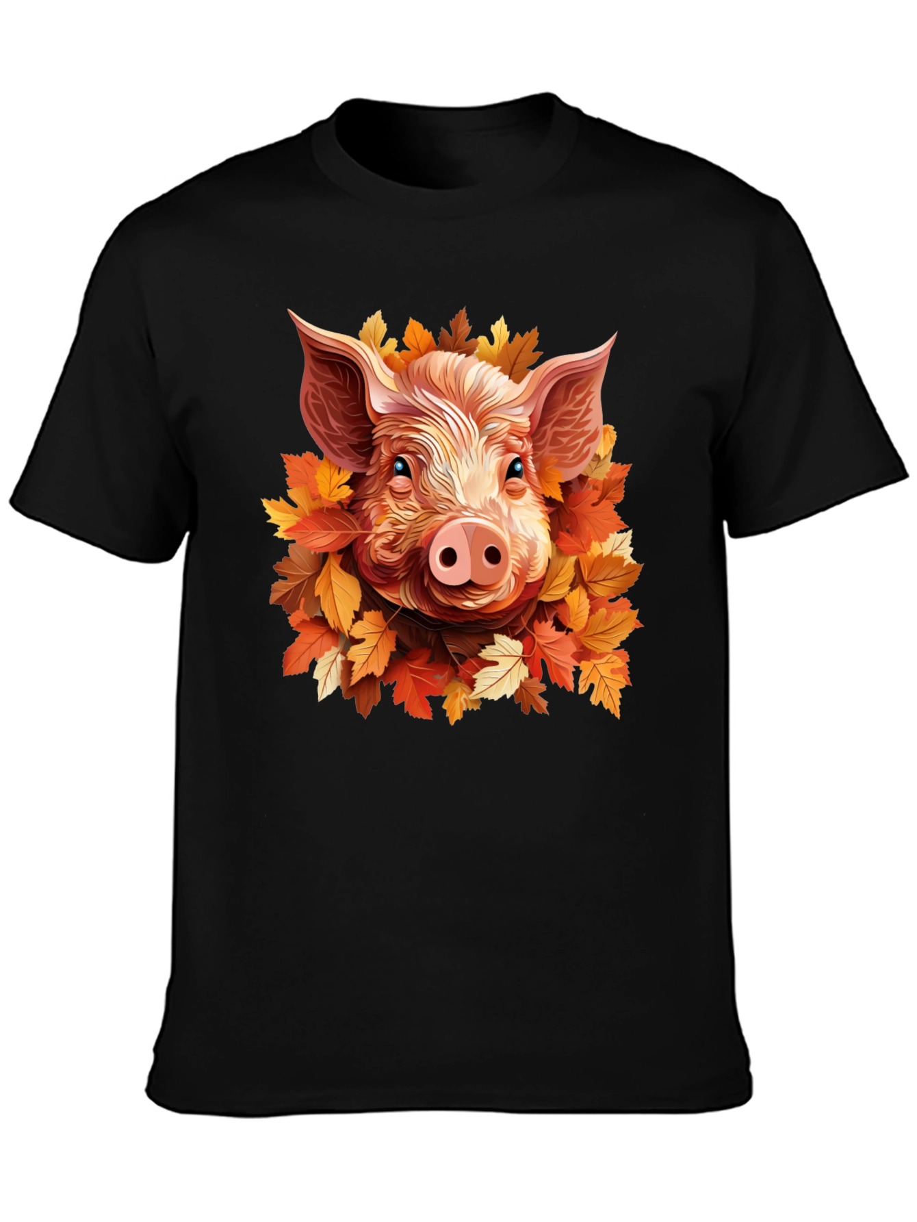 Pig in Autumn Leaves T-Shirt