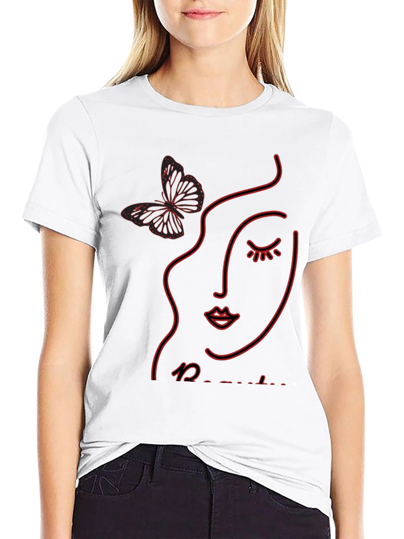 Abstract Face & Butterfly Graphic Tee - Unisex