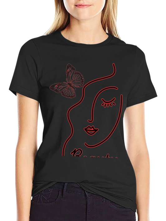 Abstract Face & Butterfly Graphic Tee - Unisex