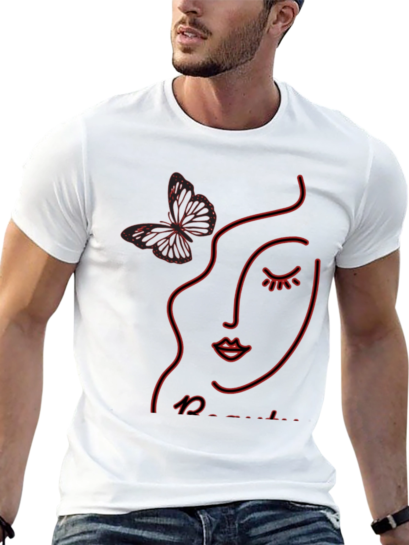 Abstract Face & Butterfly Graphic Tee - Unisex