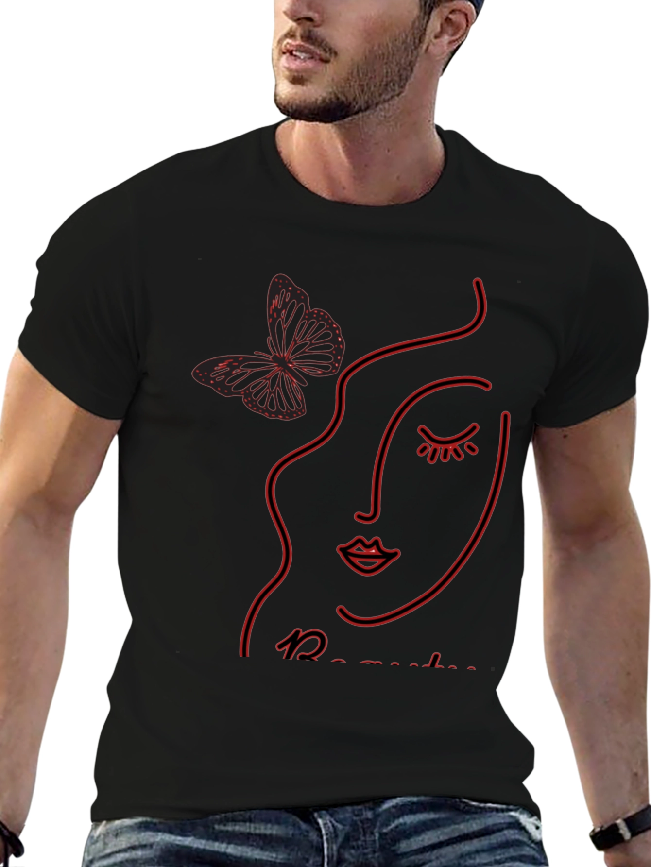 Abstract Face & Butterfly Graphic Tee - Unisex