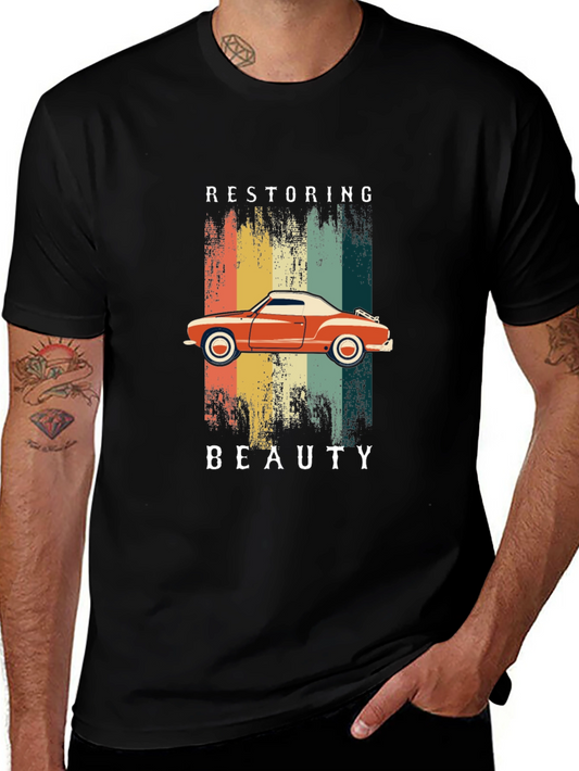 Restoring Beauty Vintage Car Graphic T-Shirt