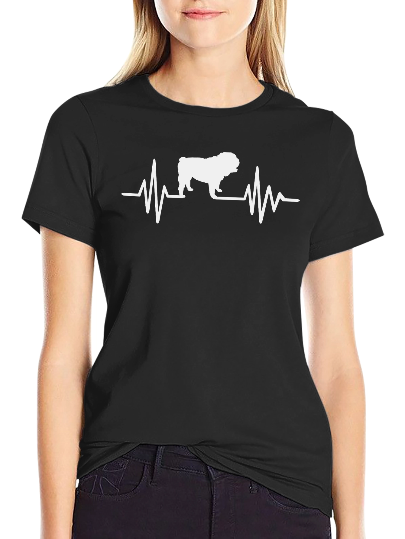 Dog Heartbeat T-Shirt - Black Cotton Tee