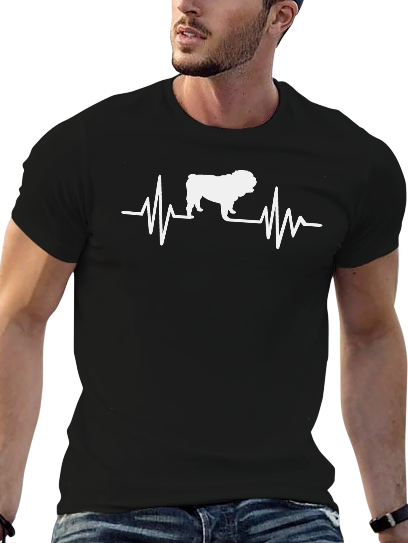 Dog Heartbeat T-Shirt - Black Cotton Tee