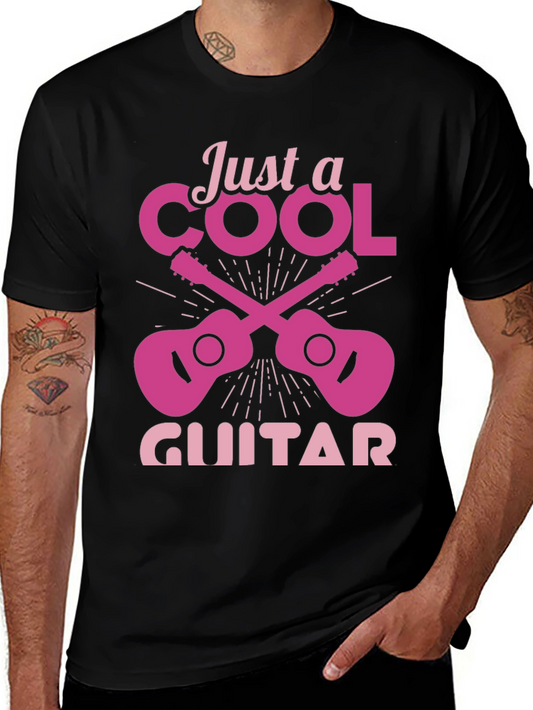 Cool Guitar Graphic Tee - Black Crew Neck
