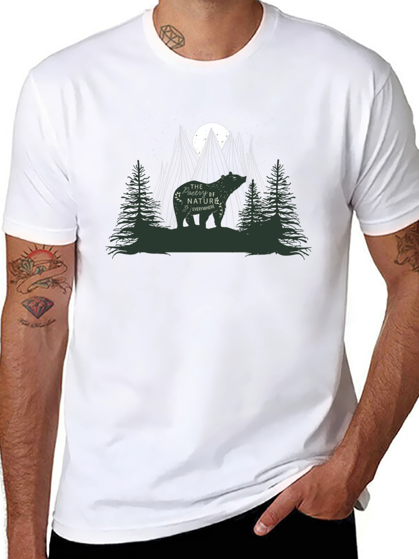 Nature Poetry Bear Graphic Tee - Unisex