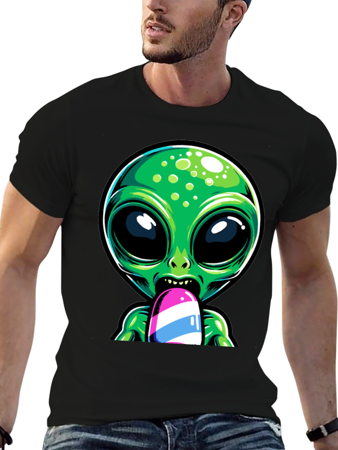 Alien Ice Pop Graphic Tee - Funky Casual Wear
