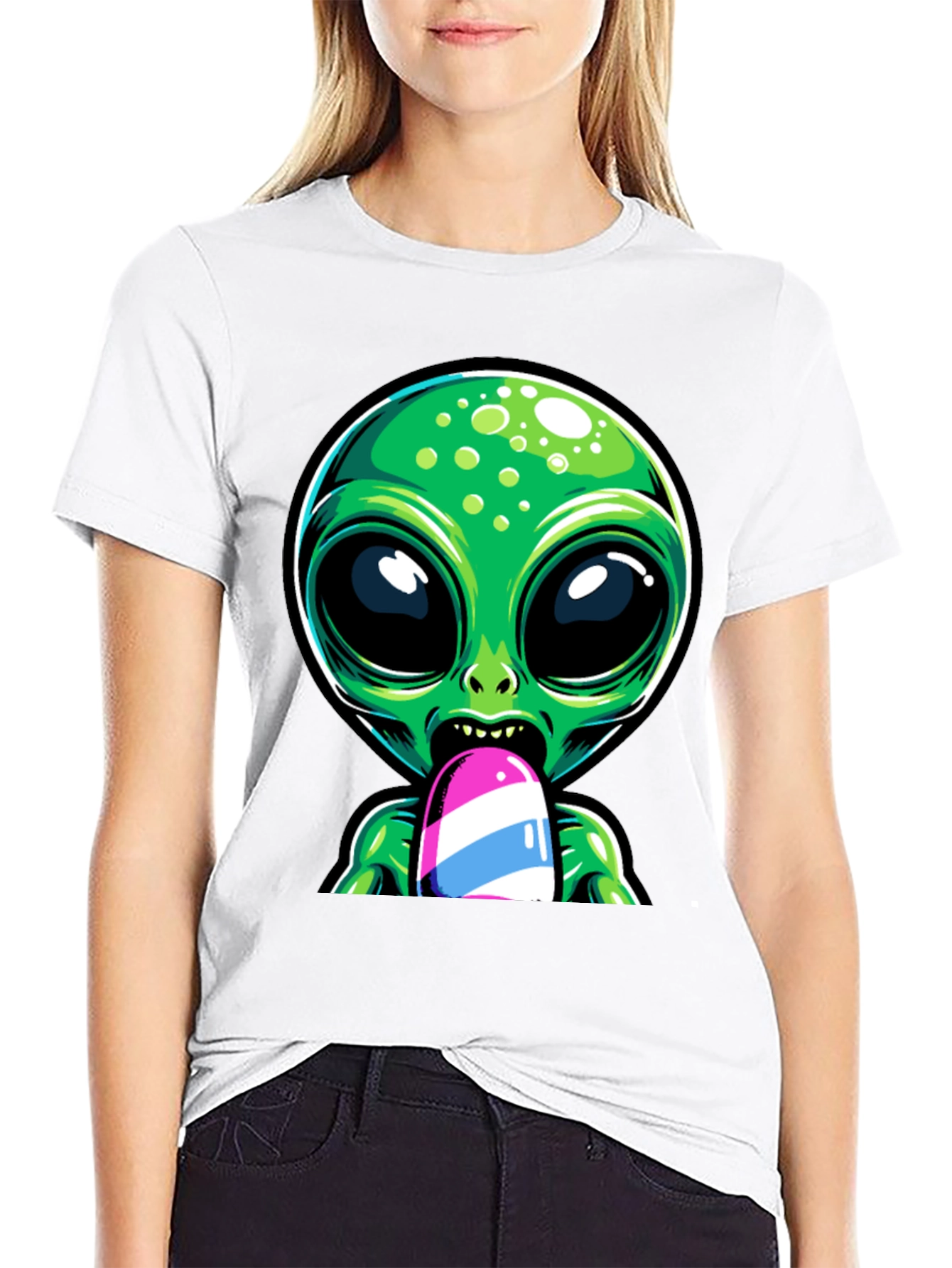 Alien Ice Pop Graphic Tee - Funky Casual Wear
