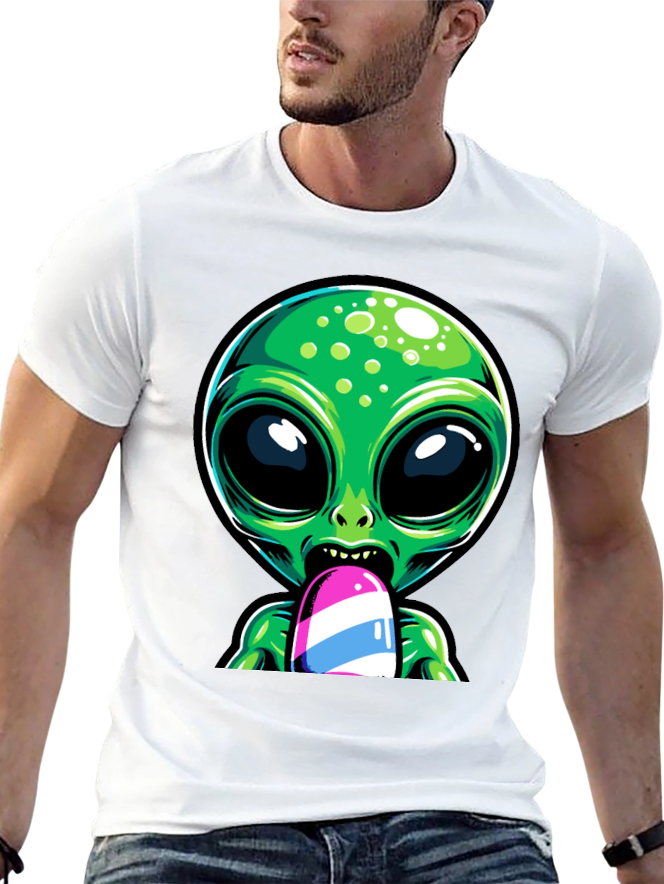 Alien Ice Pop Graphic Tee - Funky Casual Wear