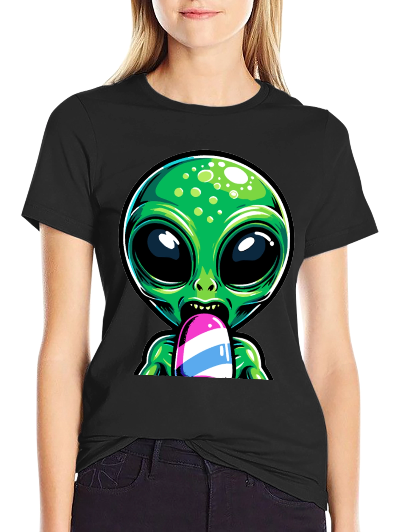 Alien Ice Pop Graphic Tee - Funky Casual Wear