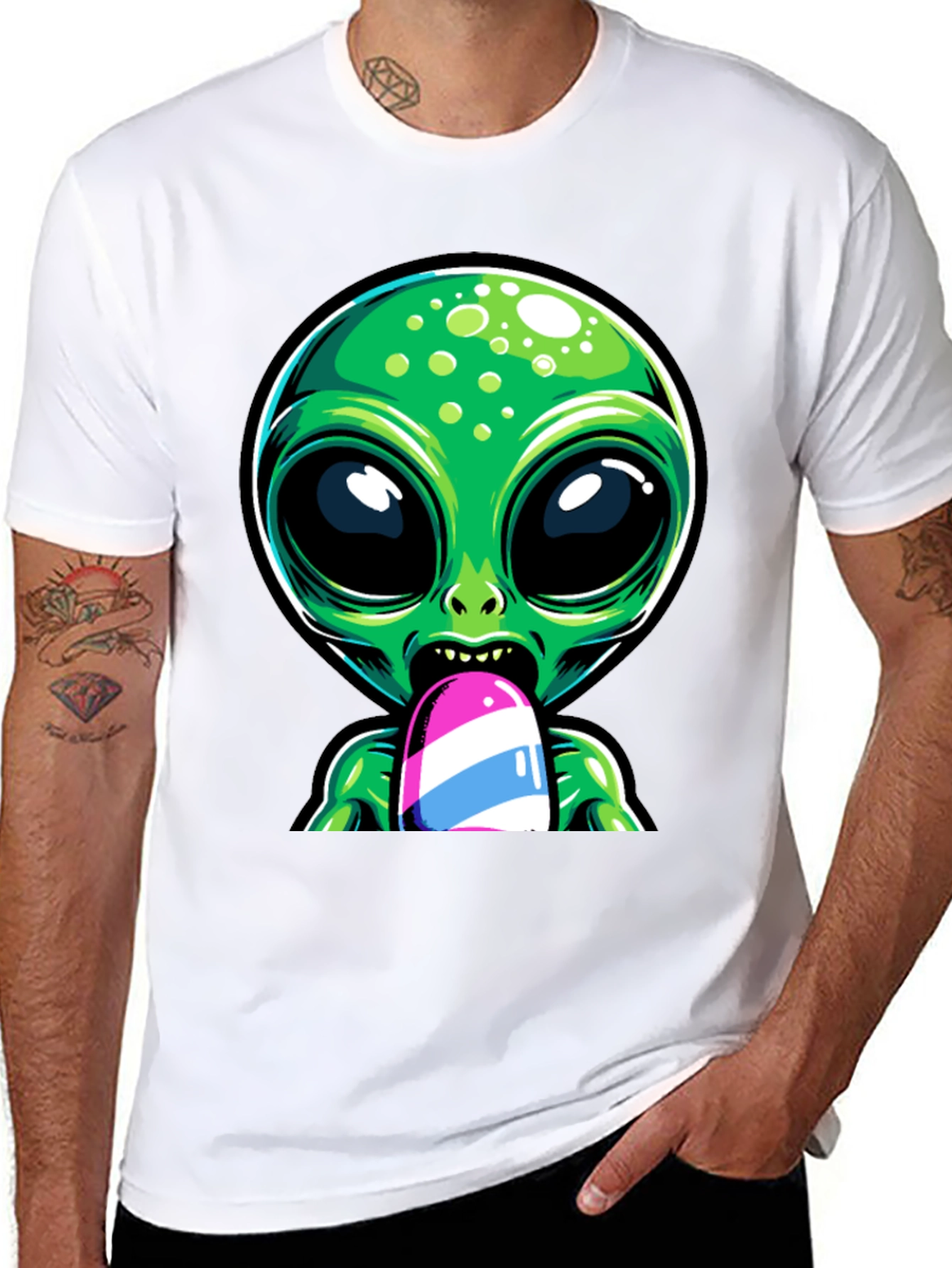 Alien Ice Pop Graphic Tee - Funky Casual Wear