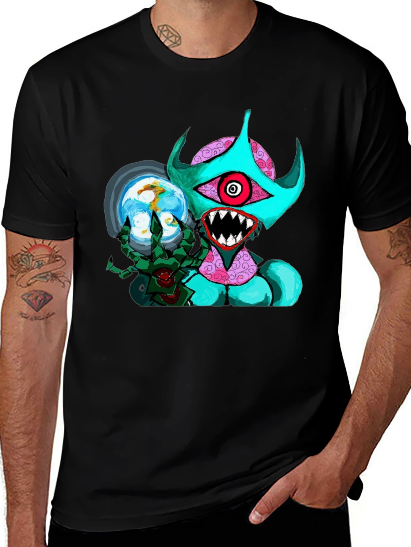 Monster Graphic Black T-Shirt - Unique Design