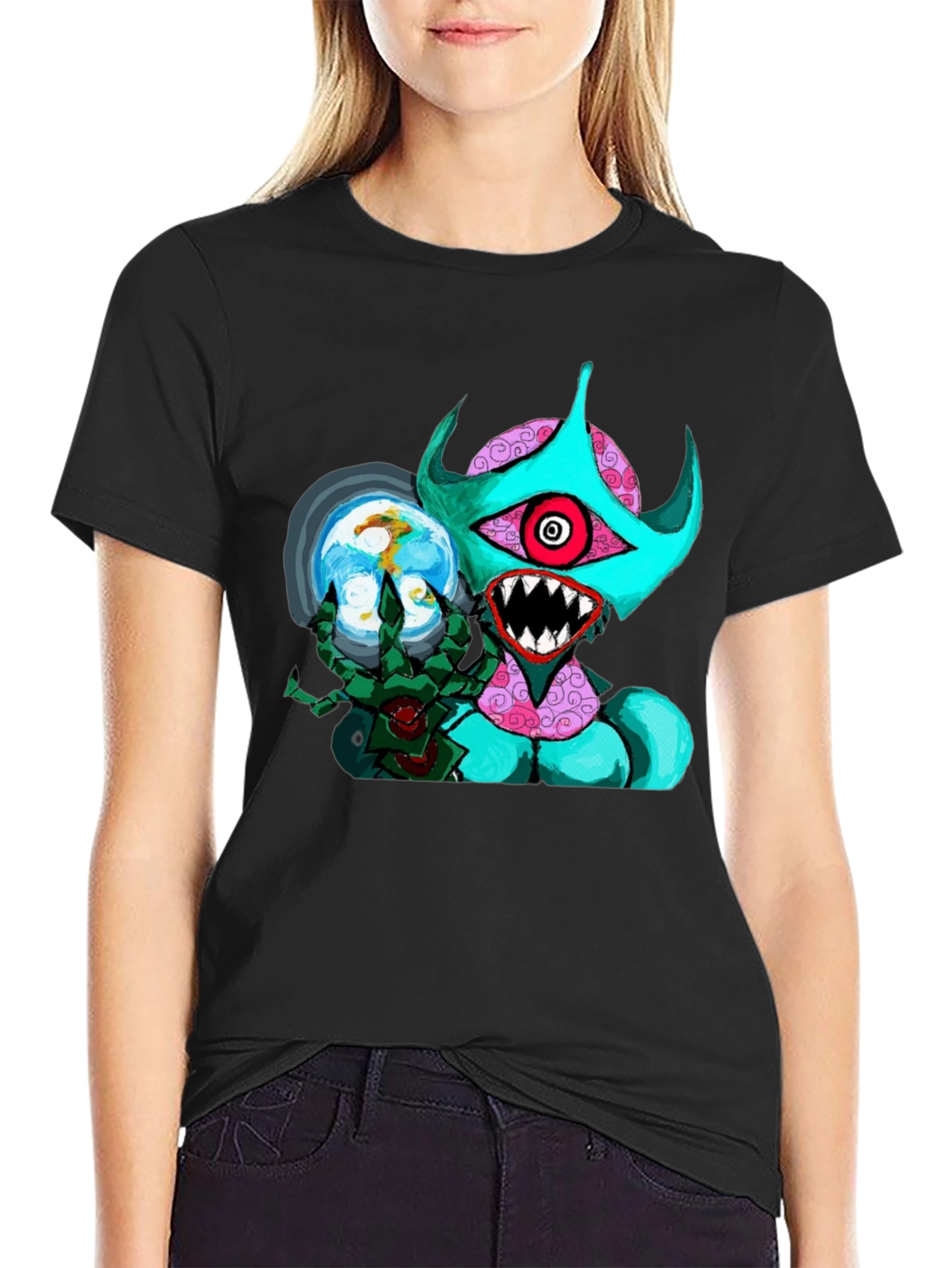 Monster Graphic Black T-Shirt - Unique Design