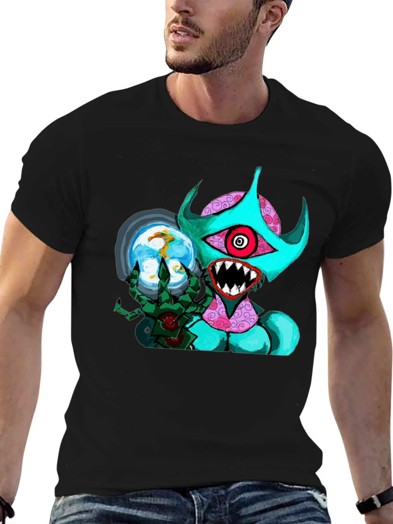 Monster Graphic Black T-Shirt - Unique Design