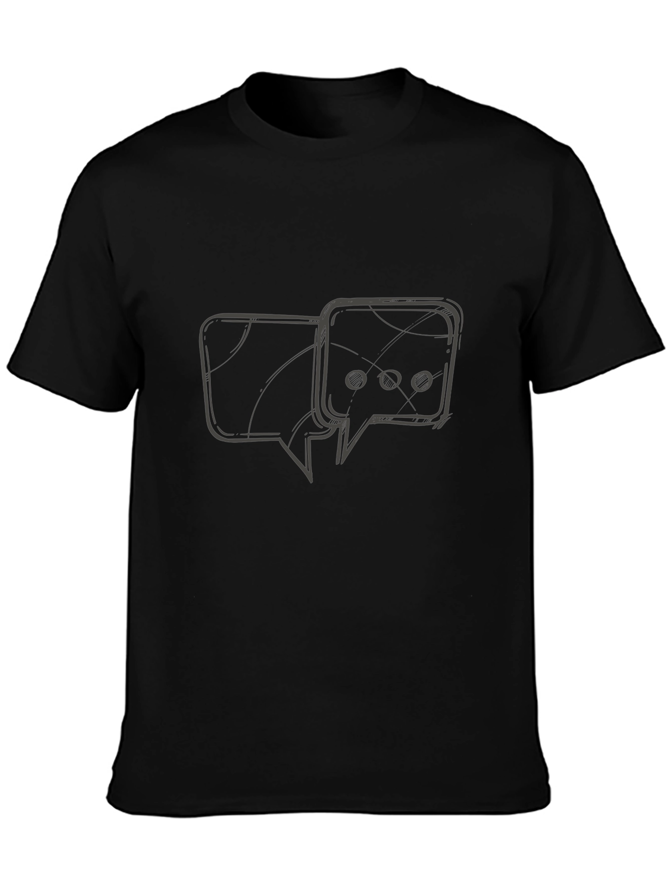Black T-Shirt with Chat Bubble Graphic