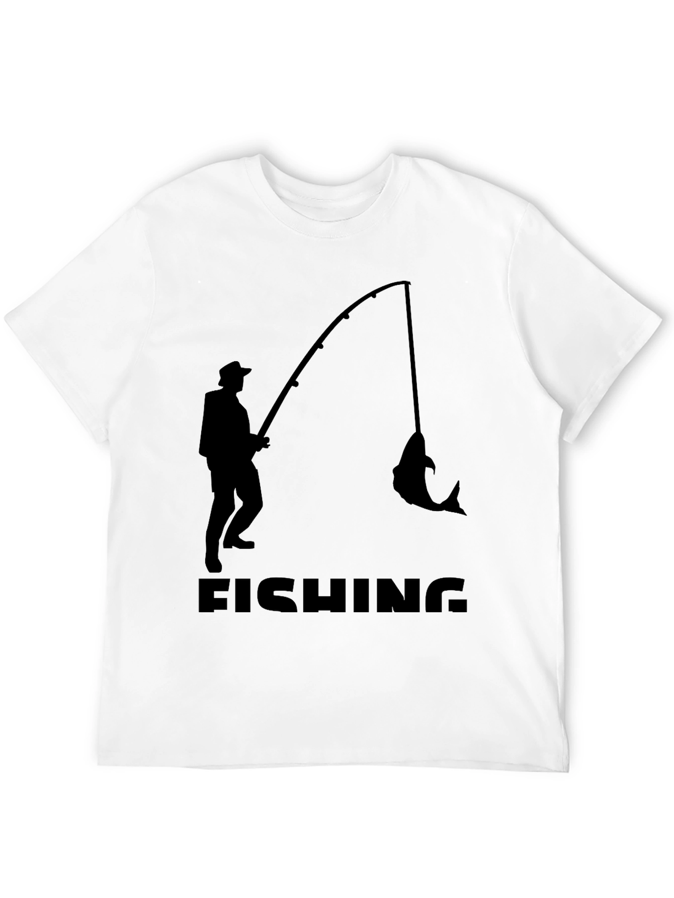 Fishing Silhouette T-Shirt - Black Cotton Tee