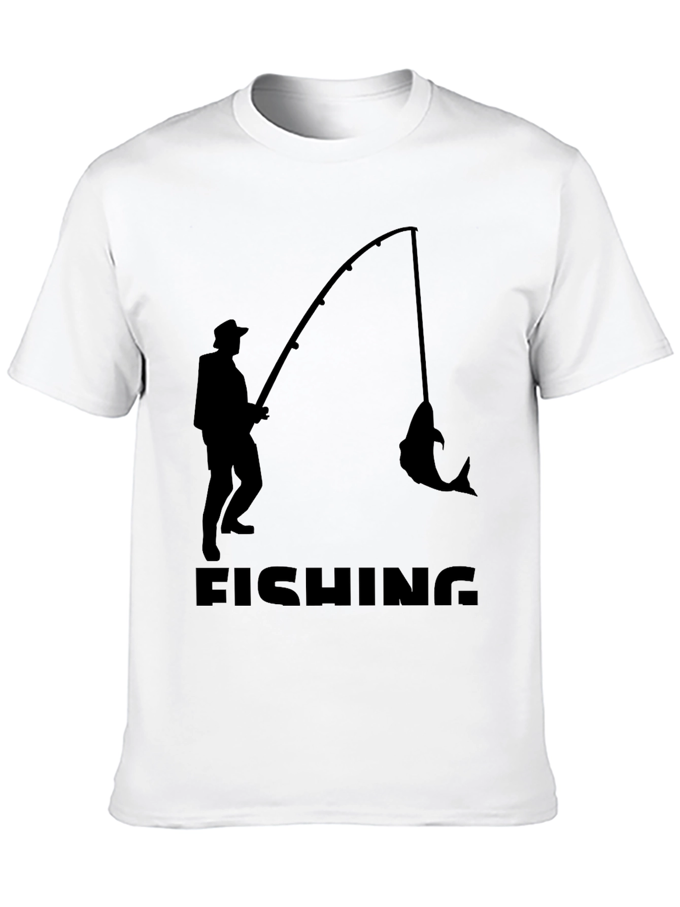 Fishing Silhouette T-Shirt - Black Cotton Tee