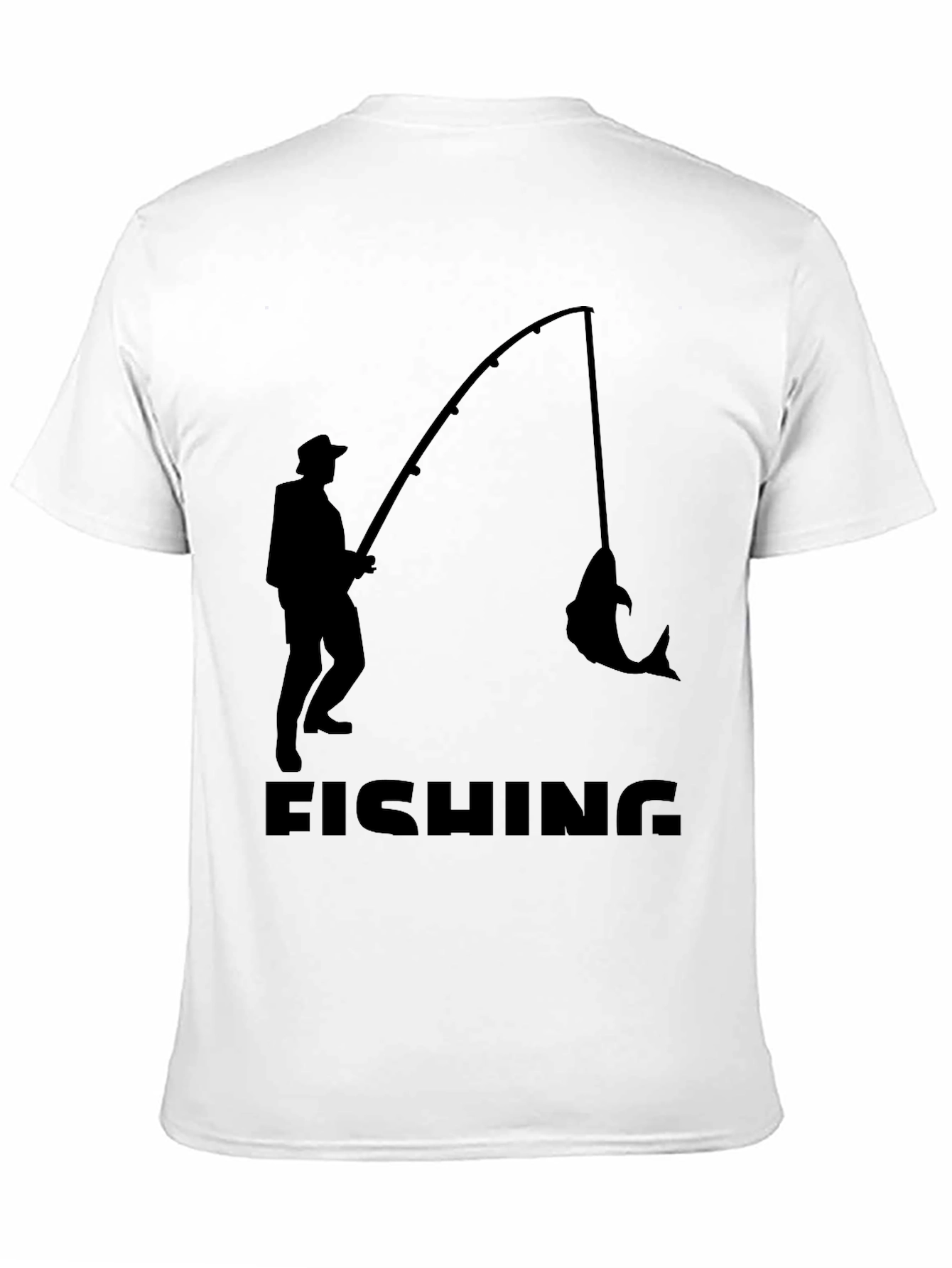 Fishing Silhouette T-Shirt - Black Cotton Tee