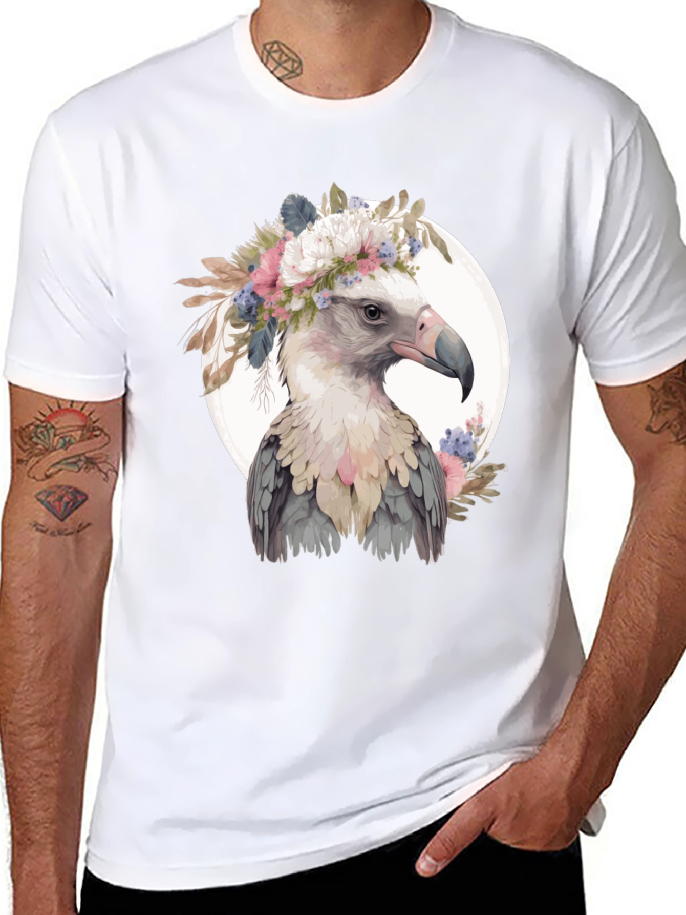 Floral Crown Shoebill Bird T-Shirt