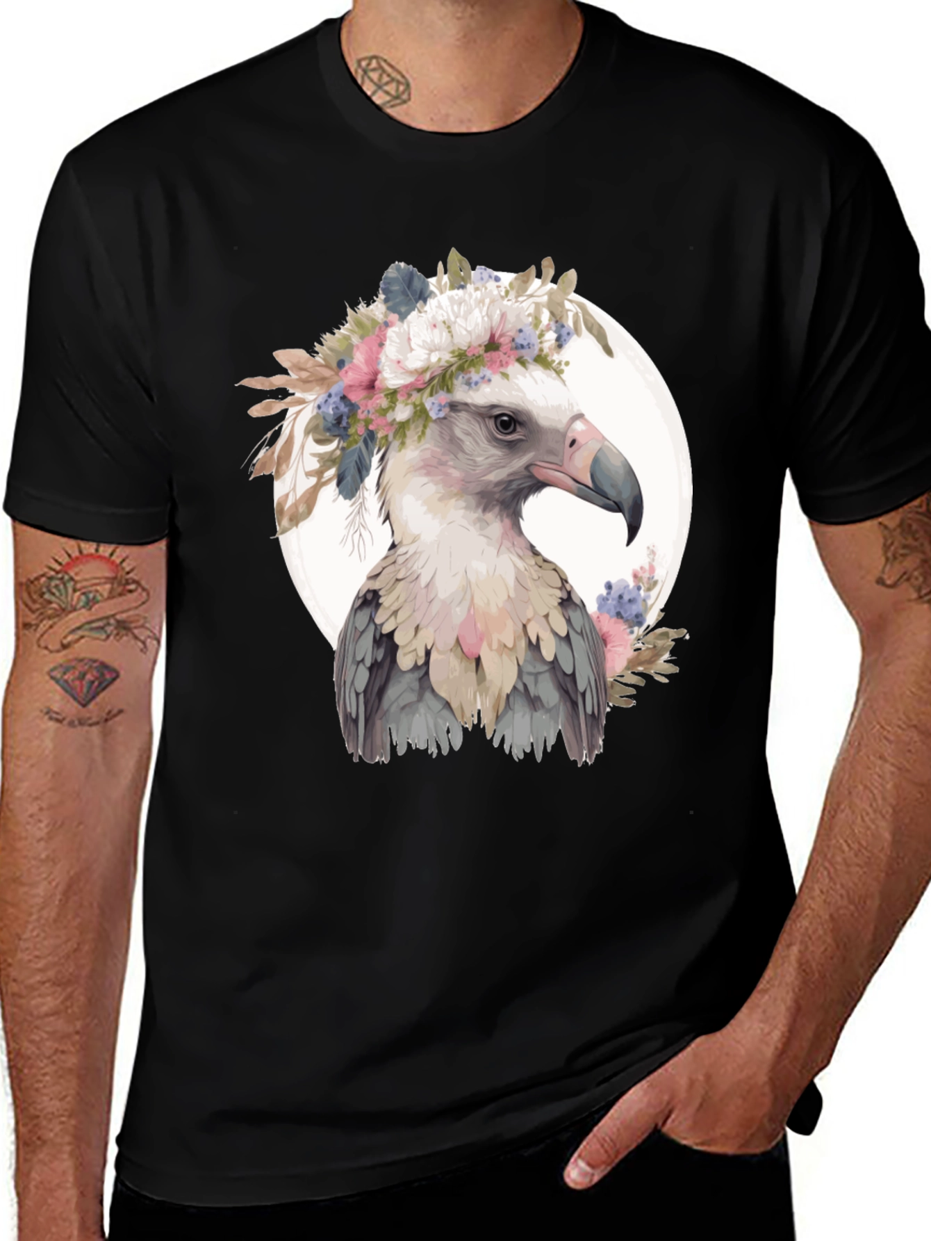 Floral Crown Shoebill Bird T-Shirt