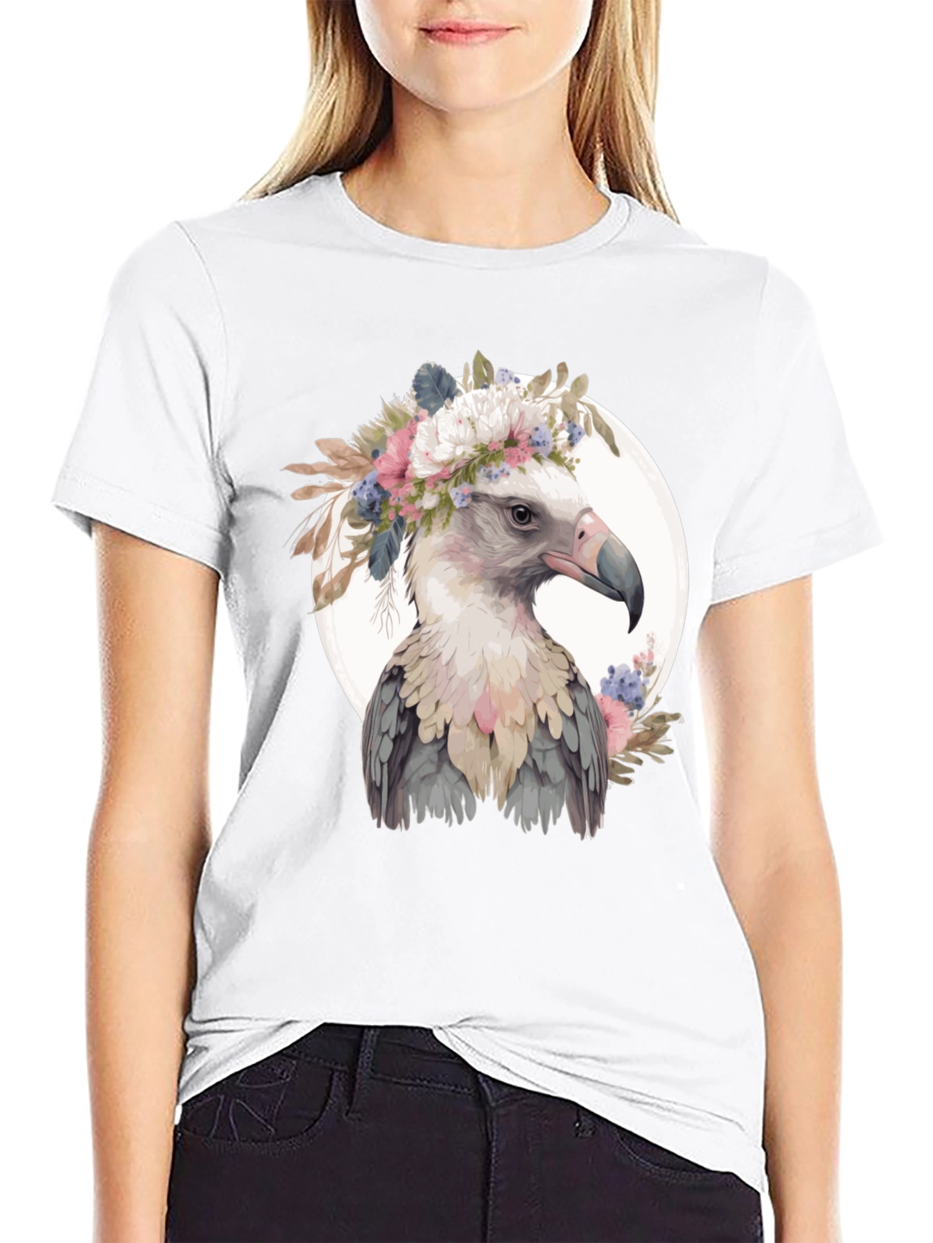 Floral Crown Shoebill Bird T-Shirt